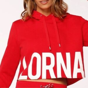 Lorna Jane Red Crop Hoodie Sweatshirt